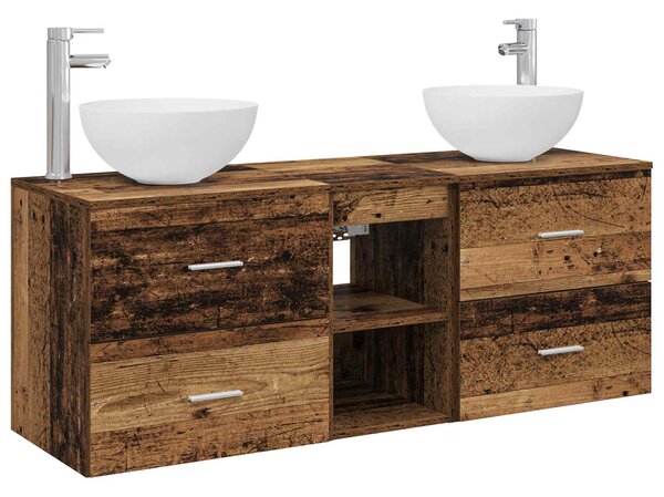 Sada koupelnových skříněk 3 ks Staré dřevo 129 x 35 x 80 cm 3405793