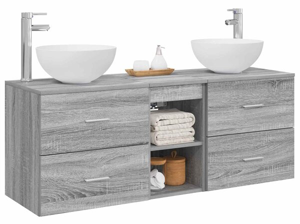 Sada koupelnových skříněk 3 ks Šedý Sonoma 129 x 35 x 80 cm 3405792