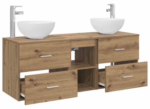 Sada koupelnových skříněk 3 ks Dub artisan 129 x 35 x 80 cm 3405794