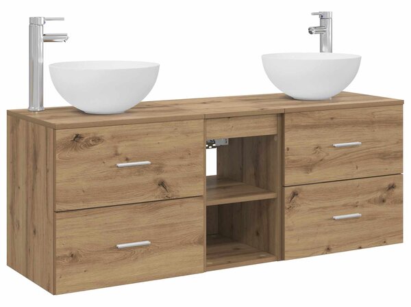 Sada koupelnových skříněk 3 ks Dub artisan 129 x 35 x 80 cm 3405794