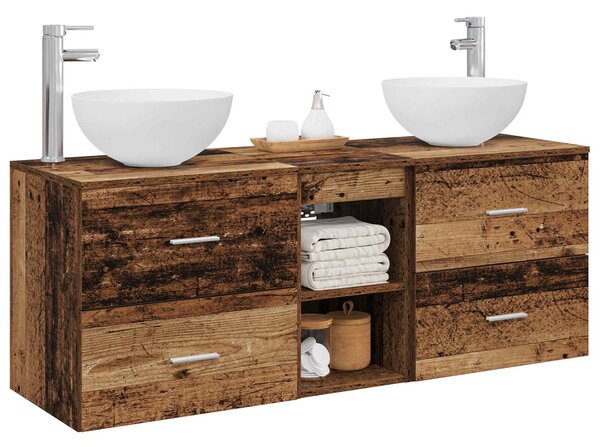 Sada koupelnových skříněk 3 ks Staré dřevo 129 x 35 x 80 cm 3405793
