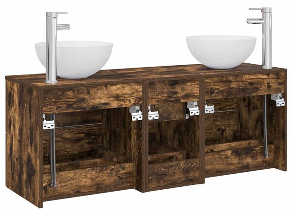 Sada koupelnových skříněk 3 ks Kouřový dub 129 x 35 x 80 cm 3405799