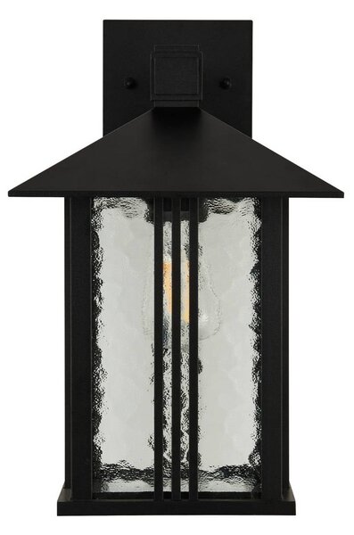 Searchlight Venkovní nástěnné svítidlo Venice, černé, výška 36 cm, kov/sklo, stmívatelný, Černá, Hliník, Nástěnné bodové svítidlo