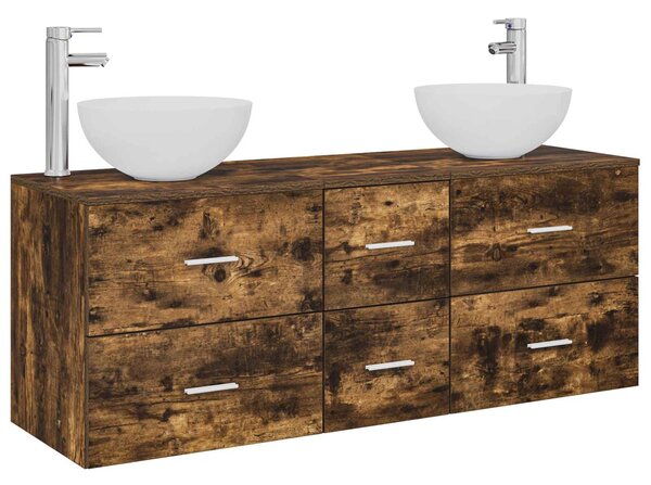 Sada koupelnových skříněk 3 ks Kouřový dub 129 x 35 x 80 cm 3405799