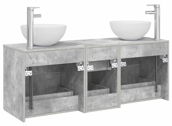 Sada koupelnových skříněk 3 ks Betonově šedá 129 x 35 x 80 cm 3405798