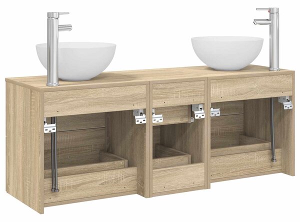 Sada koupelnových skříněk 3 ks Dub sonoma 129 x 35 x 80 cm 3405797