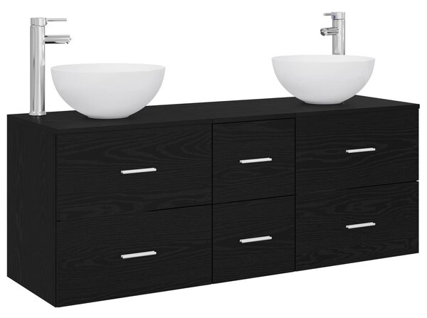 Sada koupelnových skříněk 3 ks Černý dub 129 x 35 x 80 cm 3405796