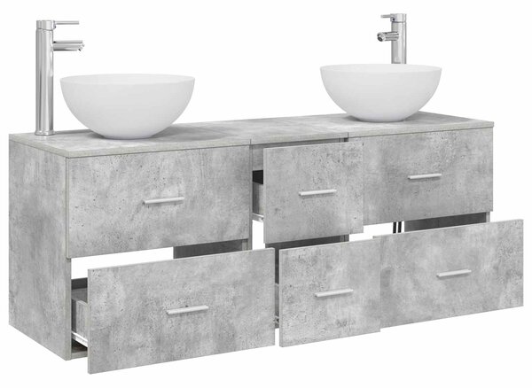 Sada koupelnových skříněk 3 ks Betonově šedá 129 x 35 x 80 cm 3405798