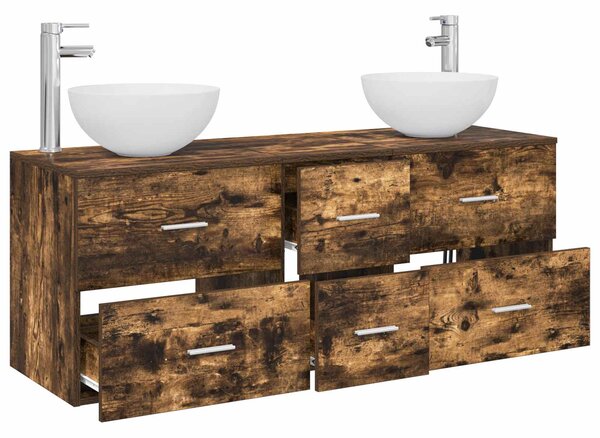 Sada koupelnových skříněk 3 ks Kouřový dub 129 x 35 x 80 cm 3405799