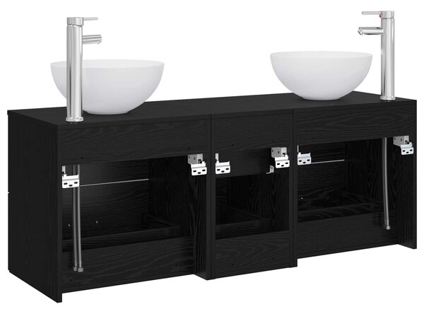 Sada koupelnových skříněk 3 ks Černý dub 129 x 35 x 80 cm 3405796