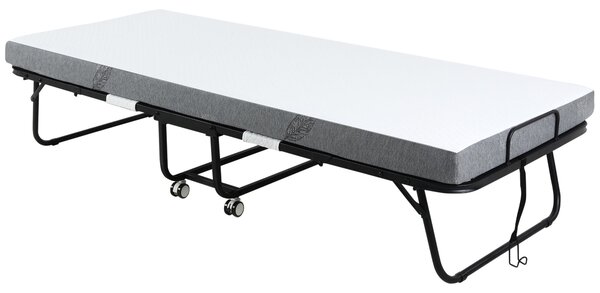 HOMCOM přistýlka Skládací postel s kolečky Ocel + Pěna Bílá + Černá 200 x 80 x 42,5 cm | Aosom