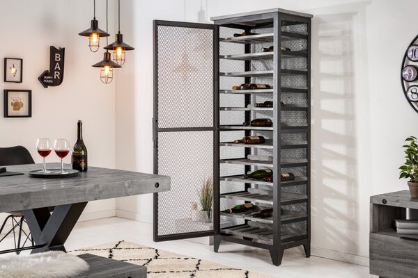 Vinotéka BODEGA GREY 184 CM masiv borovice uzamykatelná skladem