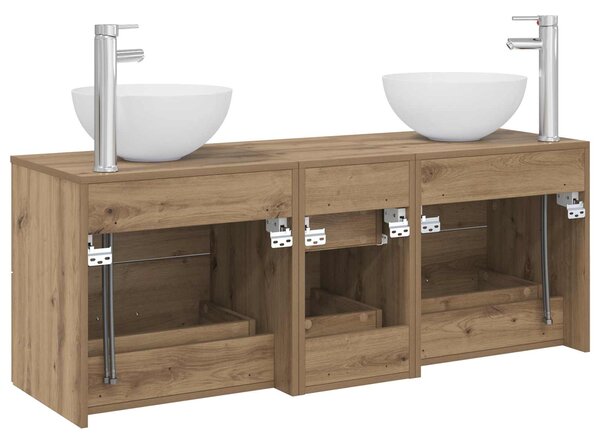 Sada koupelnových skříněk 3 ks Dub artisan 129 x 35 x 80 cm 3405802