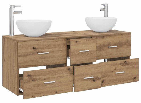 Sada koupelnových skříněk 3 ks Dub artisan 129 x 35 x 80 cm 3405802