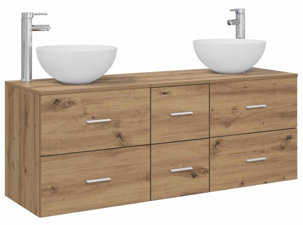 Sada koupelnových skříněk 3 ks Dub artisan 129 x 35 x 80 cm 3405802