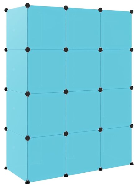Dětská modulární skříň s 12 úložnými boxy modrá PP 340580