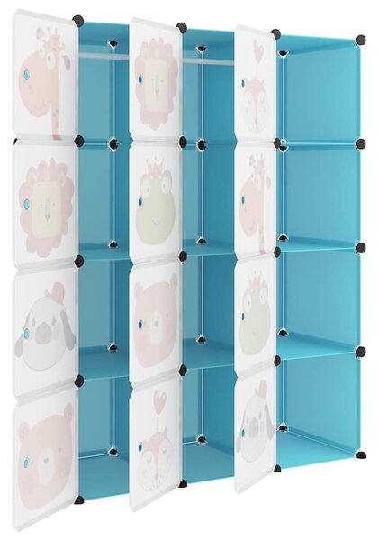 Dětská modulární skříň s 12 úložnými boxy modrá PP 340580