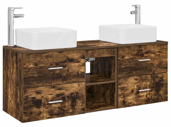 Sada koupelnových skříněk 3 ks Kouřový dub 129 x 41 x 80 cm 3405823