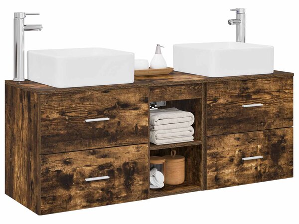 Sada koupelnových skříněk 3 ks Kouřový dub 129 x 41 x 80 cm 3405823