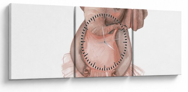 Obraz - Akvarelové zvířátko N⁰5 (s hodinami) (90x30 cm)