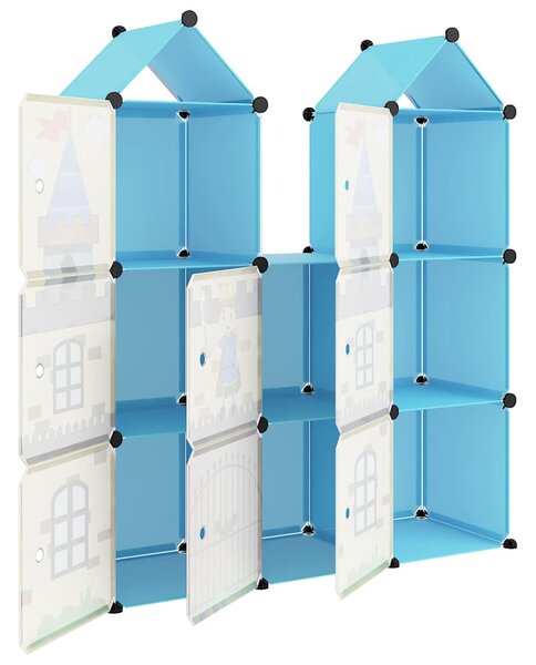 Dětská modulární skříň s 8 úložnými boxy modrá PP 340583