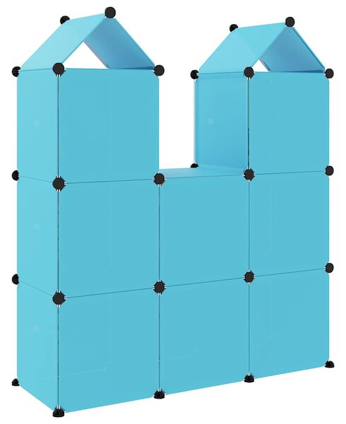 Dětská modulární skříň s 8 úložnými boxy modrá PP 340583