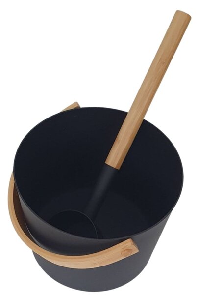 Harvia set vědro 4L s naběračkou 42 cm, matný nerez a dřevo