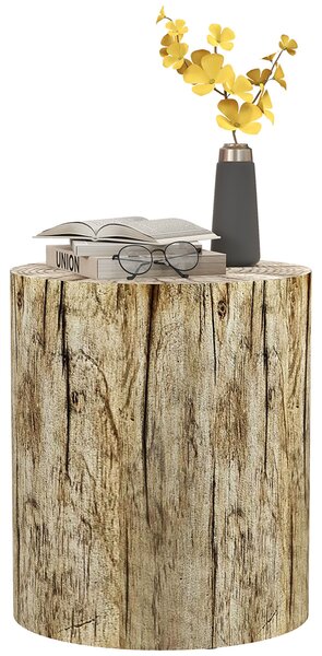 HOMCOM Cofee Table v designu stromového pařezu, Kruh, Noční stolek, Vedlejší stolek do obývacího pokoje, Zahrady, Přírodní, Ø37 x 43 cm | Aosom