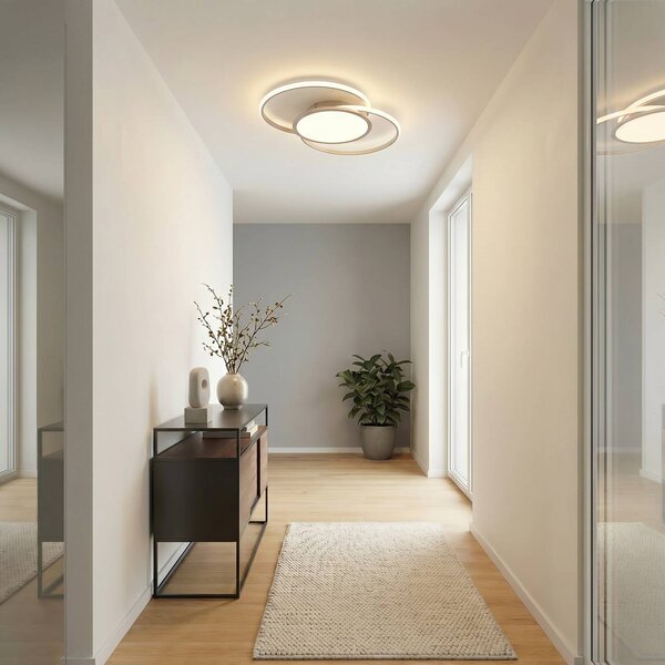 Lucande LED stropní svítidlo Senne, stříbrná, kov, stmívatelný, Hliník / šedá / zinek, Ložnice, kov, Moderní
