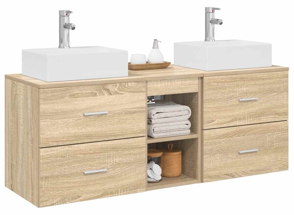 Sada koupelnových skříněk 3 ks Dub sonoma 129 x 41 x 79,5 cm 3405837
