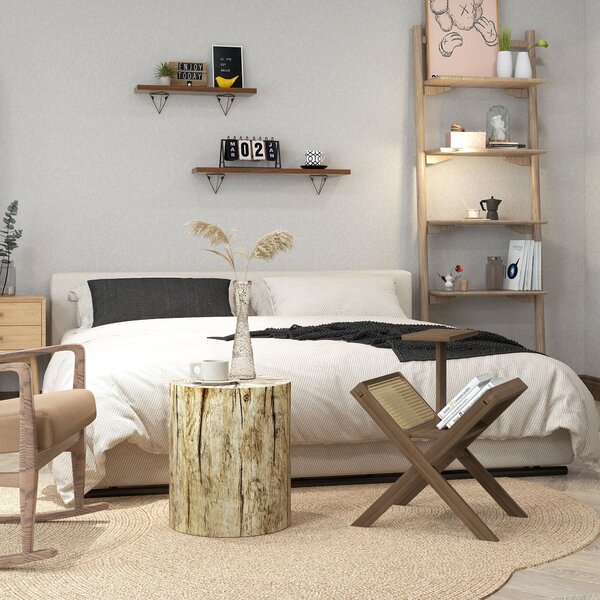 HOMCOM Cofee Table v designu stromového pařezu, Kruh, Noční stolek, Vedlejší stolek do obývacího pokoje, Zahrady, Přírodní, Ø37 x 43 cm | Aosom