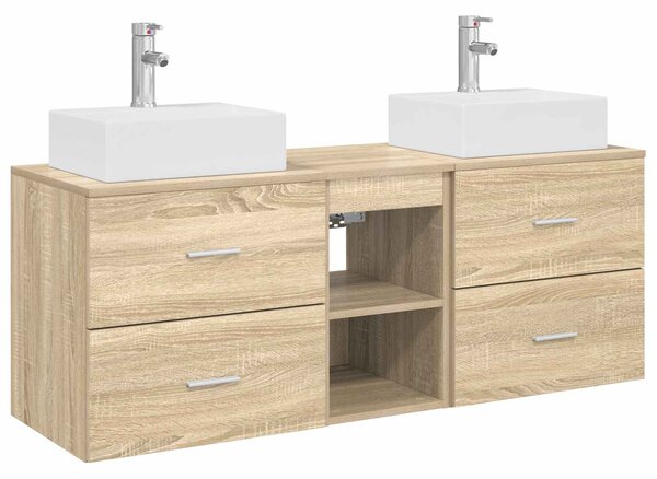 Sada koupelnových skříněk 3 ks Dub sonoma 129 x 41 x 79,5 cm 3405837