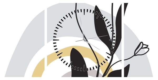 Obraz - Květiny ve váze N⁰1 (s hodinami) (90x30 cm)