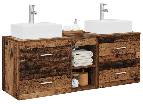 Sada koupelnových skříněk 3 ks Staré dřevo 129 x 41 x 79,5 cm 3405841