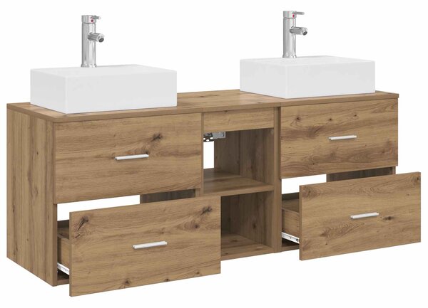 Sada koupelnových skříněk 3 ks Dub artisan 129 x 41 x 79,5 cm 3405842