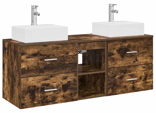 Sada koupelnových skříněk 3 ks Kouřový dub 129 x 41 x 79,5 cm 3405839