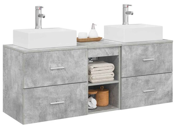 Sada koupelnových skříněk 3 ks Betonově šedá 129 x 41 x 79,5 cm 3405838