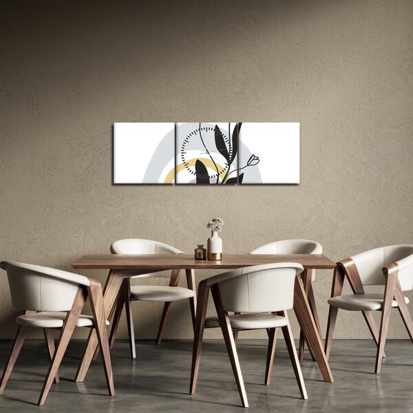 Obraz - Květiny ve váze N⁰1 (s hodinami) (90x30 cm)