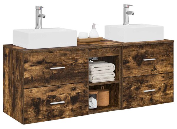 Sada koupelnových skříněk 3 ks Kouřový dub 129 x 41 x 79,5 cm 3405839