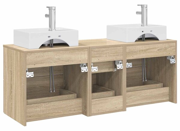 Sada koupelnových skříněk 3 ks Dub sonoma 129 x 41 x 79,5 cm 3405845