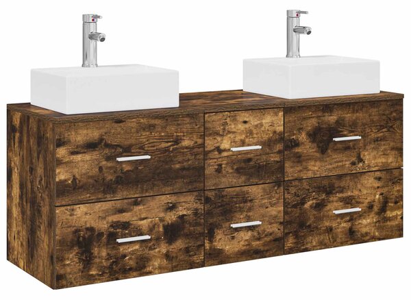 Sada koupelnových skříněk 3 ks Kouřový dub 129 x 41 x 79,5 cm 3405847