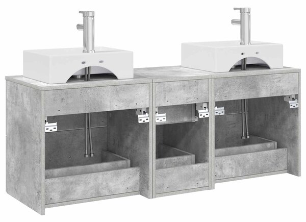 Sada koupelnových skříněk 3 ks Betonově šedá 129 x 41 x 79,5 cm 3405846