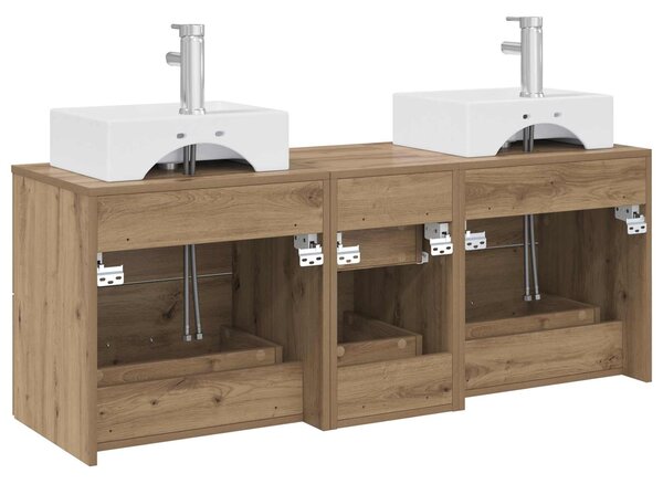 Sada koupelnových skříněk 3 ks Dub artisan 129 x 41 x 79,5 cm 3405850