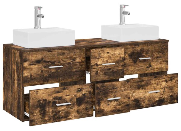 Sada koupelnových skříněk 3 ks Kouřový dub 129 x 41 x 79,5 cm 3405847