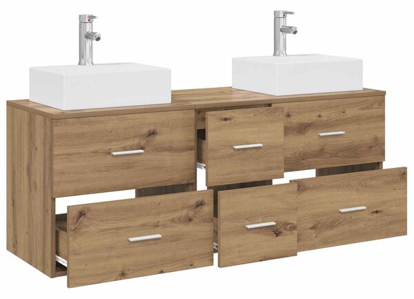 Sada koupelnových skříněk 3 ks Dub artisan 129 x 41 x 79,5 cm 3405850