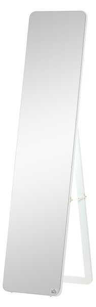 HOMCOM Zrcadlo v Plné Výšce se Skládacím Rámem, Make-up Zrcadlo, Volně Stojící nebo na Stěnu, Stabilní pro Obývací Pokoj nebo Šatnu, Borovicové Dřevo
