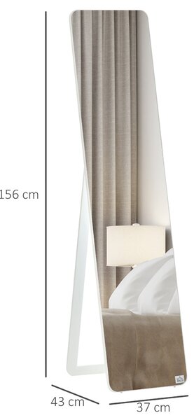 HOMCOM Zrcadlo v Plné Výšce se Skládacím Rámem, Make-up Zrcadlo, Volně Stojící nebo na Stěnu, Stabilní pro Obývací Pokoj nebo Šatnu, Borovicové Dřevo