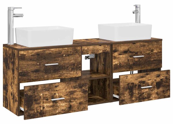 Sada koupelnových skříněk 3 ks Kouřový dub 53 x 34,5 x 63 cm 3405855