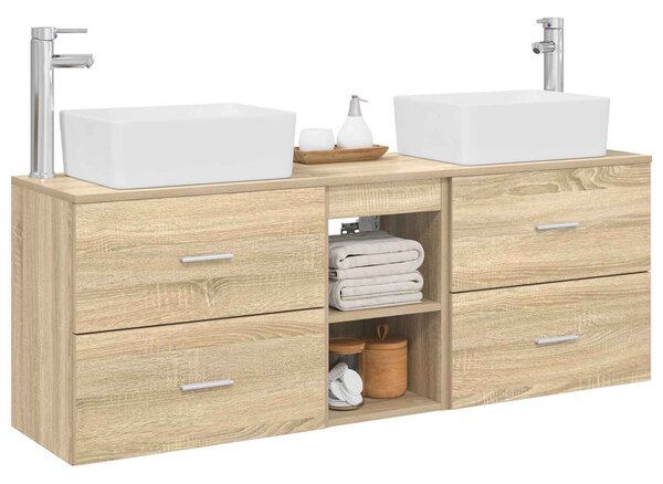 Sada koupelnových skříněk 3 ks Dub sonoma 136 x 35 x 80 cm 3405853