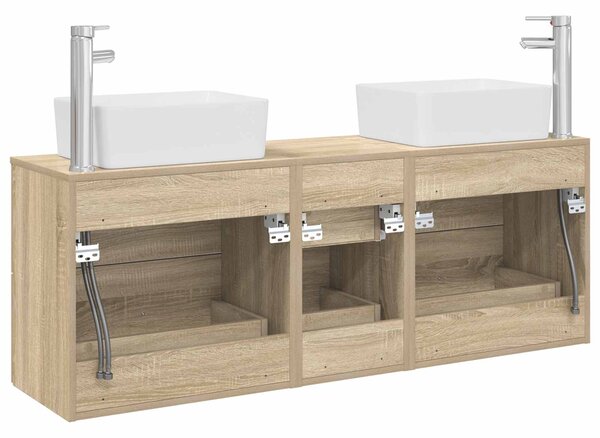 Sada koupelnových skříněk 3 ks Dub sonoma 136 x 35 x 80 cm 3405861